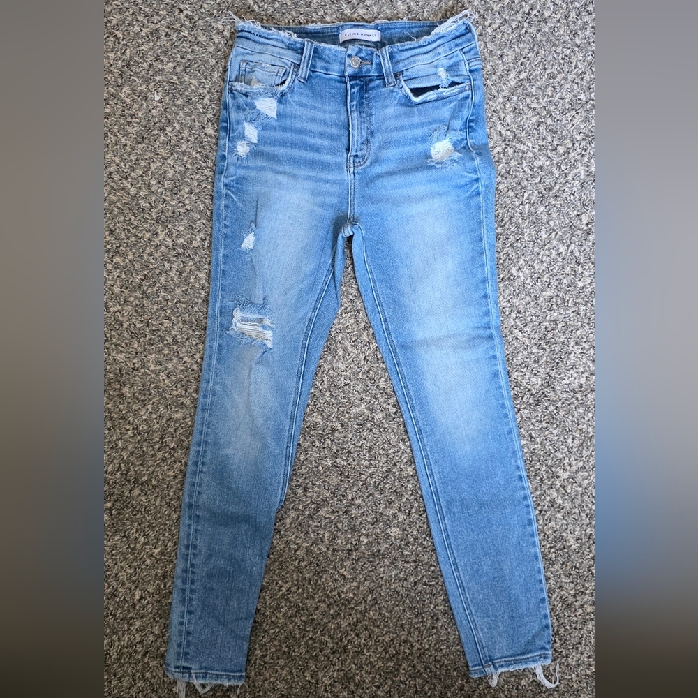 Flying Monkey Light Blue Distressed Skinny Jeans